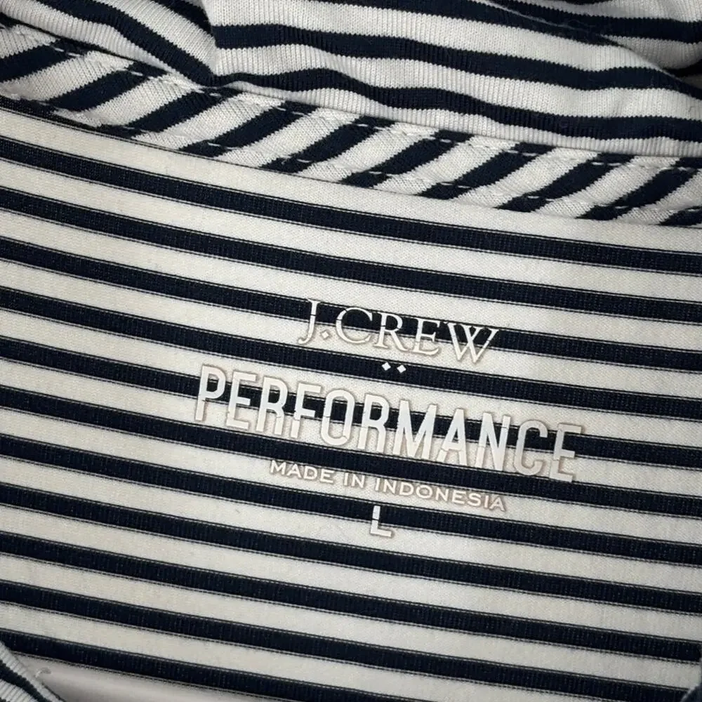 J. Crew Performance Men's Striped Navy Short Sleeve Polo Shirt